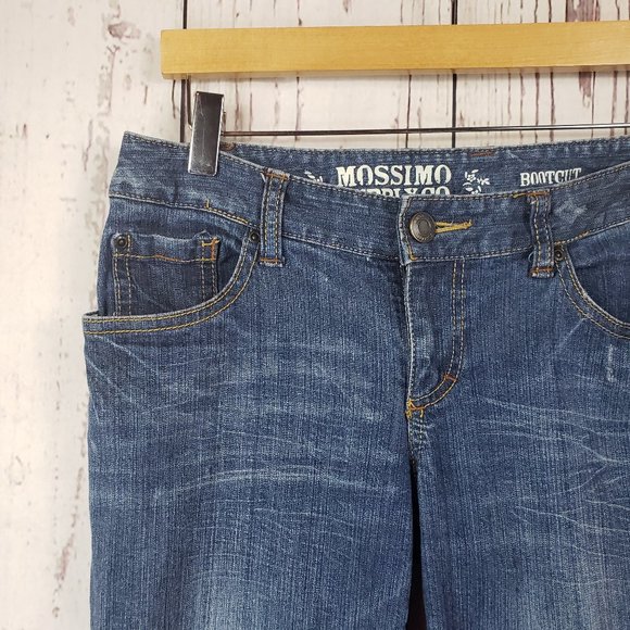 Mossimo Supply Company Womens Boot Cut Jeans Size 7R Distressed Medium Wash Blue - Picture 2 of 7